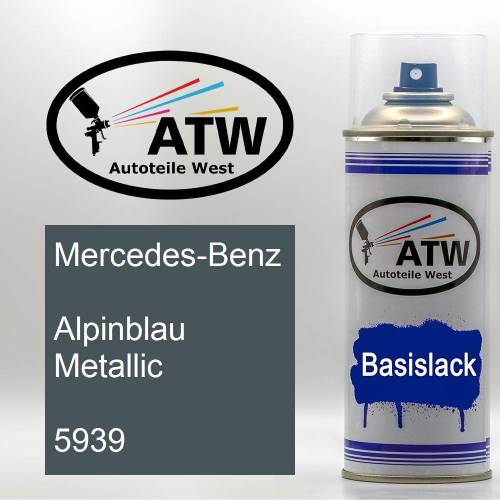 Mercedes-Benz, Alpinblau Metallic, 5939: 400ml Sprühdose, von ATW Autoteile West.